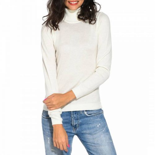 Ecru Cashmere Blend Roll Neck Jumper