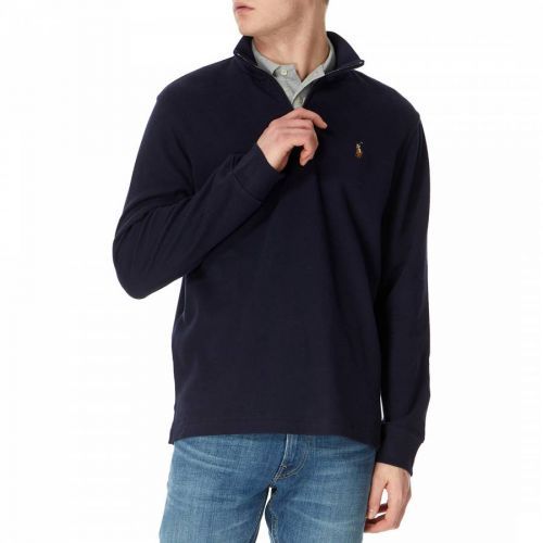 Navy Half Zip Cotton Jumper