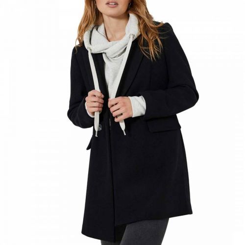 Black Double Breasted Wool Blend Coat