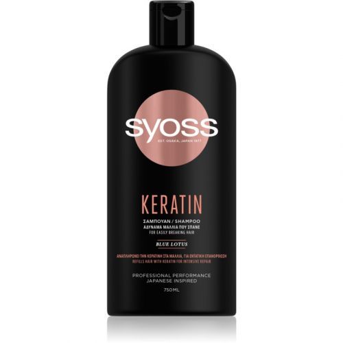 Syoss Keratin Blue Lotos Energising Shampoo To Treat Hair Brittleness 750 ml