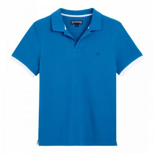 Blue Logo Cotton Polo Shirt