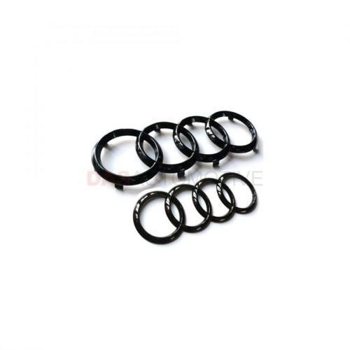 GLOSS BLACK AUDI FRONT & REAR RINGS BADGE EMBLEM A1 A3 A4 A5 S3 SLINE