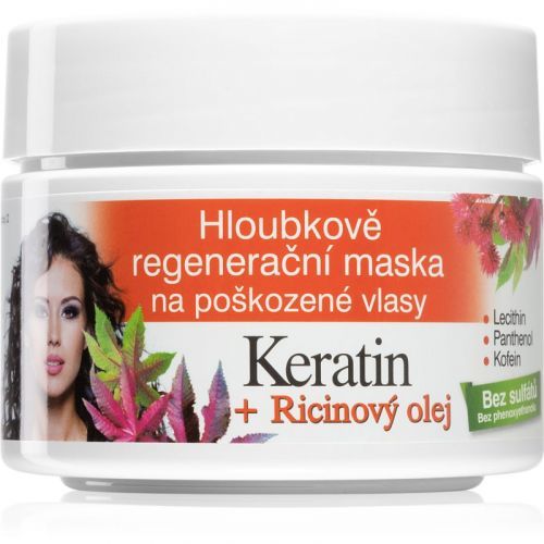 Bione Cosmetics Keratin + Ricinový olej Regenerating Hair Mask 260 ml