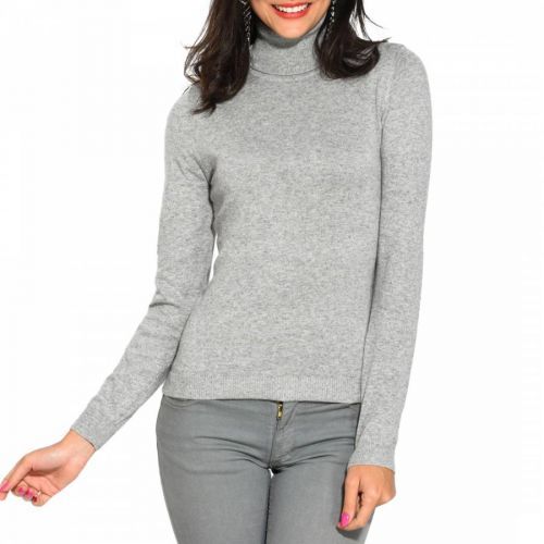 Grey Cashmere Blend Roll Neck Jumper