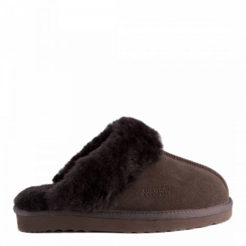 Chocolate Sydney Sheepskin Collar Slipper