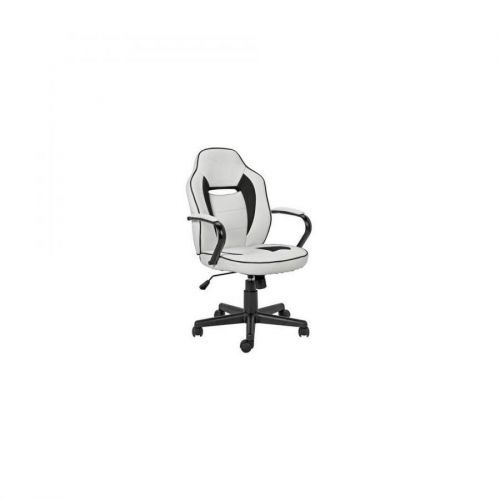 Argos Home Faux Leather Mid Back Gaming Chair -White & Black