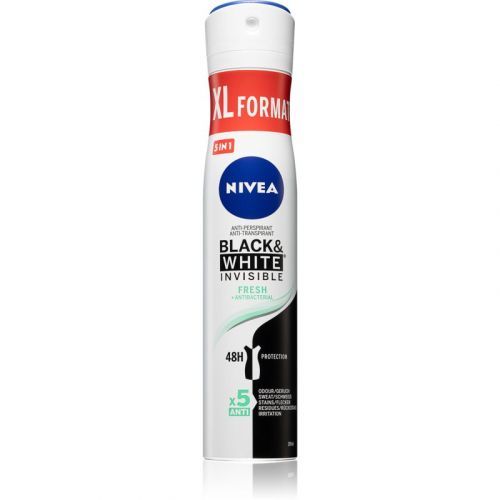 Nivea Black & White Invisible  Fresh + Antibacterial Antiperspirant Spray 5 In 1 200 ml