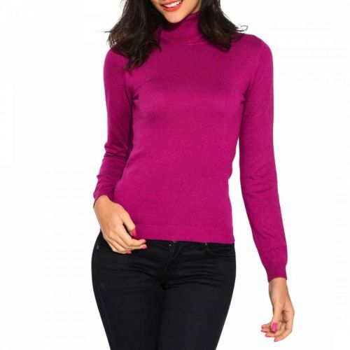 Pink Cashmere Blend Roll Neck Jumper