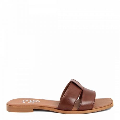 Brown Leather Strappy Flat Sandals
