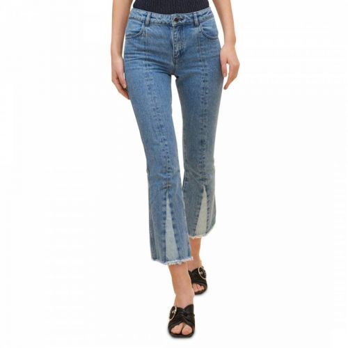 Blue Denim Fit and Flare Cotton Jeans