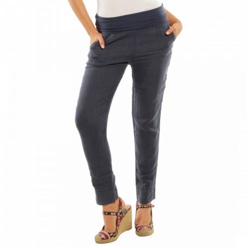 Navy Provence Slim Linen Trousers