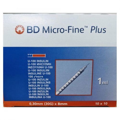 BD MicroFine + Plus 1ml U100 30G 8mm x 100