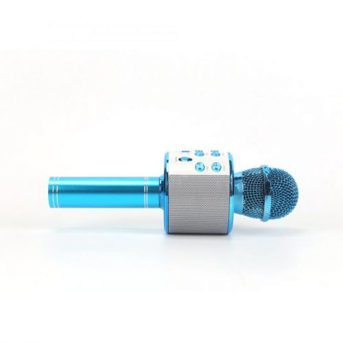 (Blue ) Wireless Bluetooth Karaoke Microphone Speaker Handheld KTV Player Mic