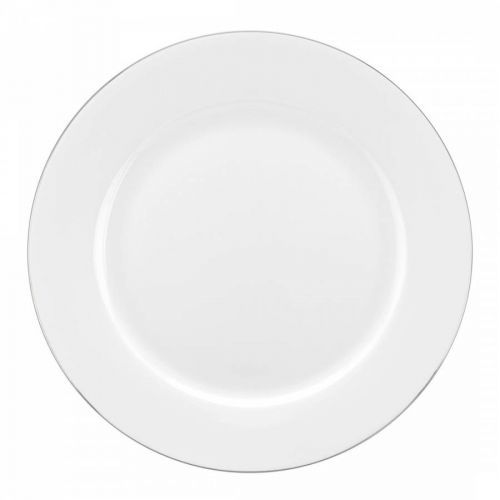 Set of Four White Serendipity Platinum Fine China Dinner Plates