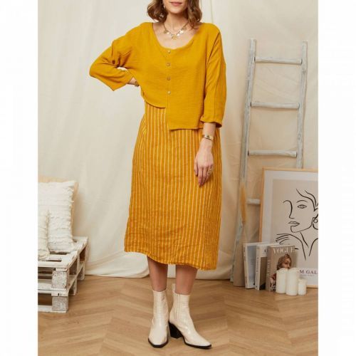 Yellow Layered Linen Dress