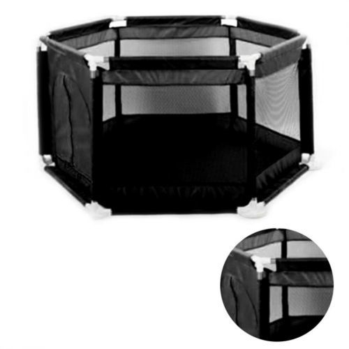 (Black ) 6 Sides Baby Playpen house with Round Zipper Door