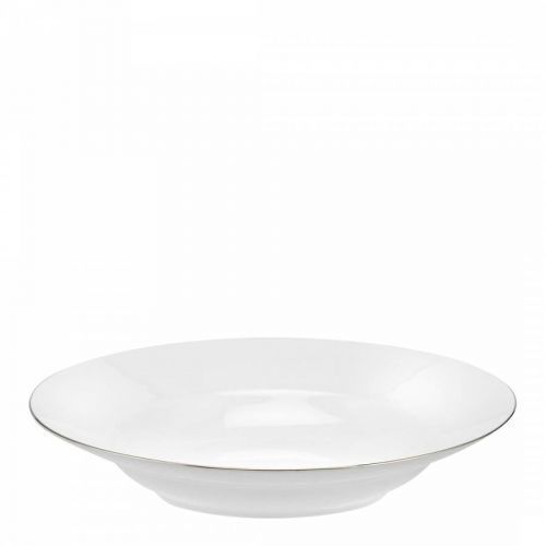 Set of 4 White Platinum Serendipity Fine Bone China Soup Plates
