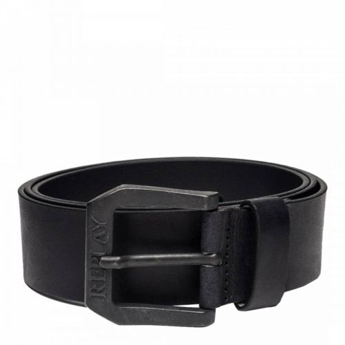 Black Brushed Leather Belt
