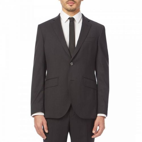 Grey Plain Twill Wool Blazer