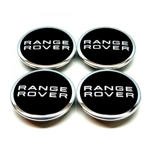 RANGE ROVER BLACK CHROME 63MM WHEEL CENTRE CAPS EVOQUE FREELANDER x 4