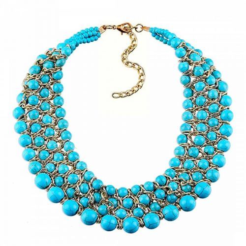 18K Gold Statement Turquoise Necklace