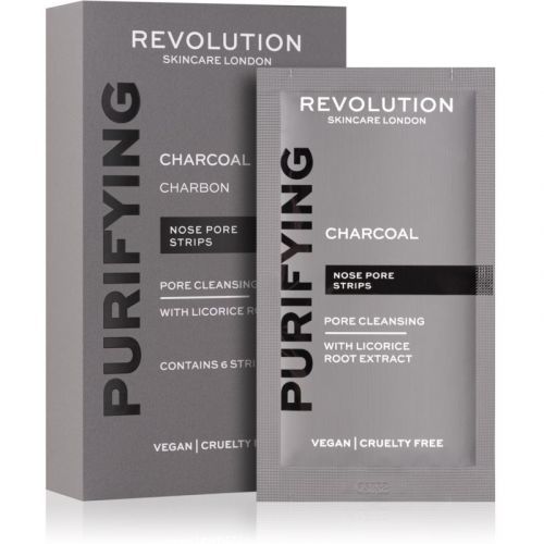 Revolution Skincare Purifying Charcoal Nose Pore Strips Against Blackheads  with activated charcoal 6 pc