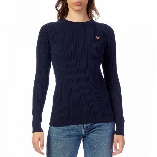 Navy Cotton Cable Knit Jumper