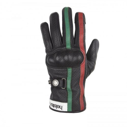 Helstons Eagle Air Summer Leather Black Green Red Gloves T11