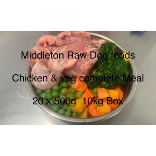 Dog Food Frozen Chicken & veg complete meal 20x500g bags 10kg box