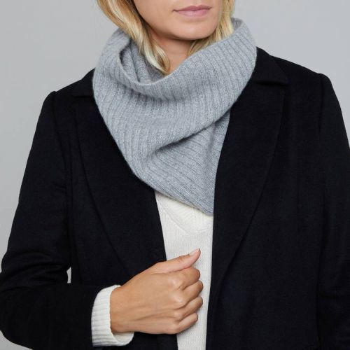 Grey Cashmere Ribbed Snood