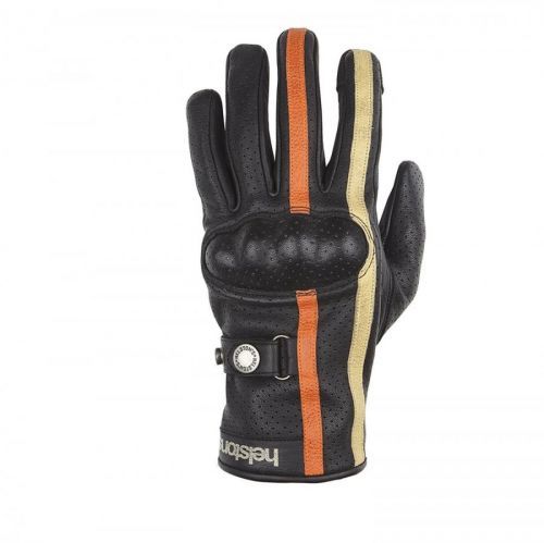 Helstons Eagle Air Summer Leather Black Orange Beige Gloves T8