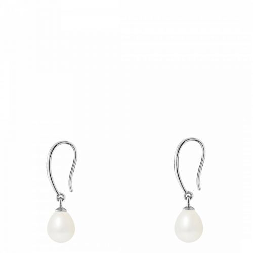 White Pearl Silver Hanging Earrings