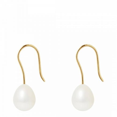 White Pearl Gold Hanging Earrings