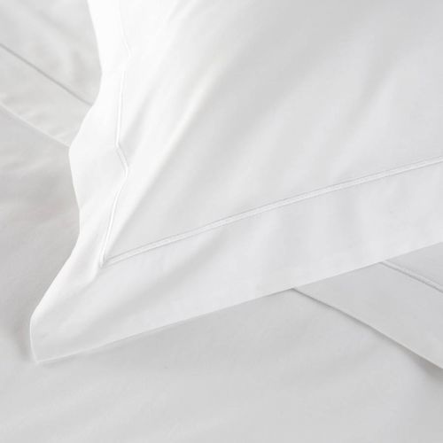800TC Single Row Cord Large Square Pillowcase White/White