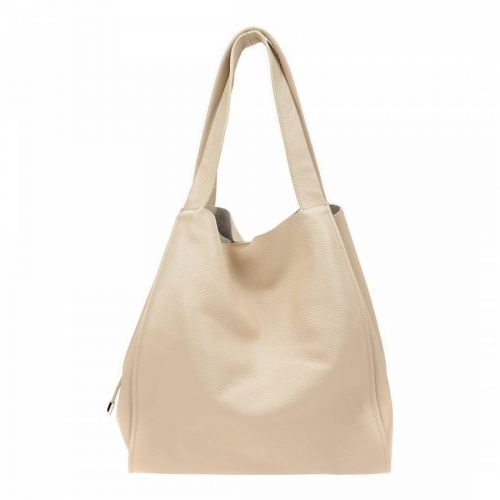 Beige Leather Tote Bag