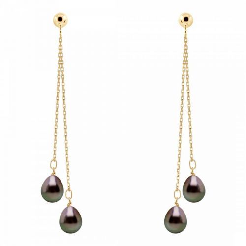 Black Hanging Pearl Earrings