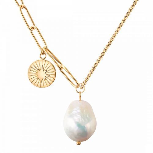 Gold Pearl Pendant Necklace