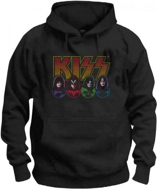 Kiss Hoodie Logo, Faces & Icons Black-Grey L