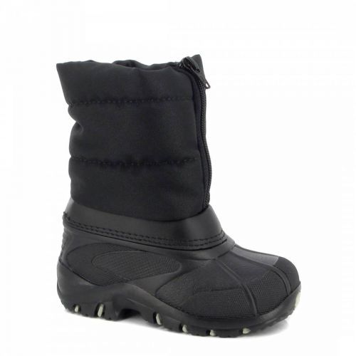 Kids Black Zip Snow Boots